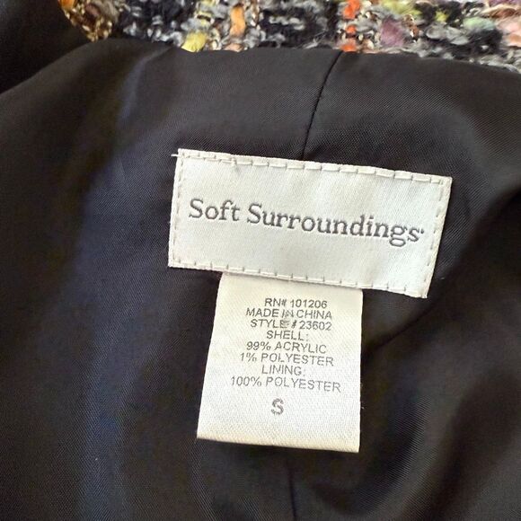 Soft Surroundings Tweed Jacket Open Blazer Multicolor Braided Chain Black Sz S - Picture 4 of 6